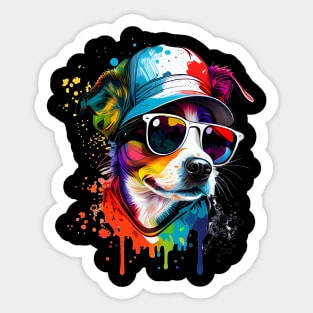 Colourful cool Jack Russell Terrier dog with sunglasses four Sticker